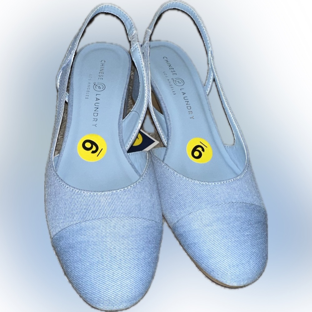 Chinese Laundry Baby Blue Denim Slingback Heels